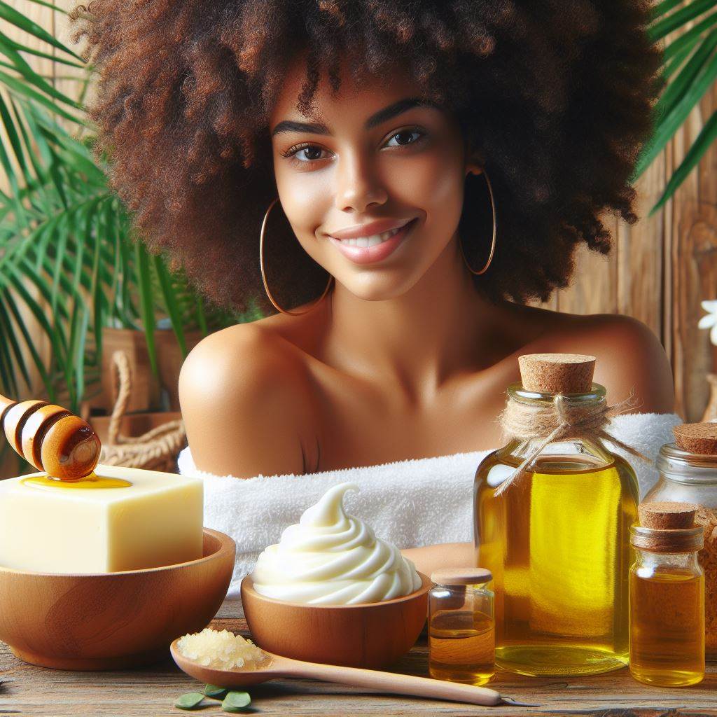 aceite natural de karité y ricino para hidratar el pelo afro o rizado